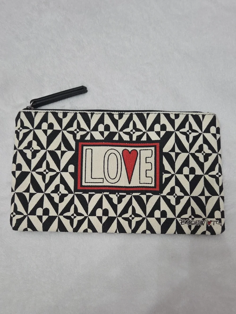 Brighton Black & White LOVE Zip Pouch with Red Heart